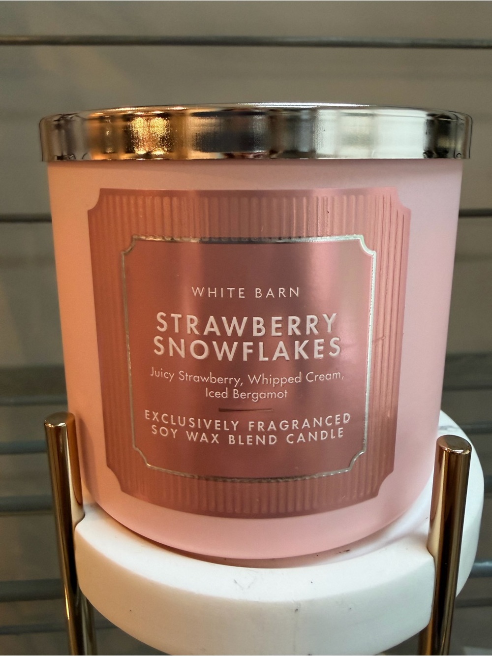 Bath & Body Works Pink Strawberry Snowflakes 3 Wick Candle NWT Holiday 2026